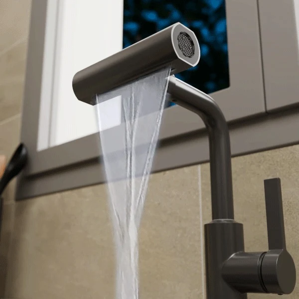 Cold Water Kitchen Sink Tap with 4 Water Flow Functions – Heavy-Duty SS304 Stainless Steel Gun Grey Finish Deck-Mounted Sink Faucet – Robo Series - Image 4